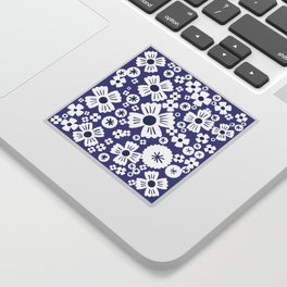 Modern Periwinkle and Navy Daisy Flowers Sticker