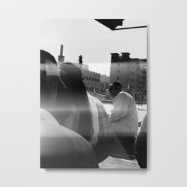 Onboard an Abra Metal Print | Conversation, Mosque, Dubai, People, Photo, Vintage, 35Mm, City, Glitch, Black And White 