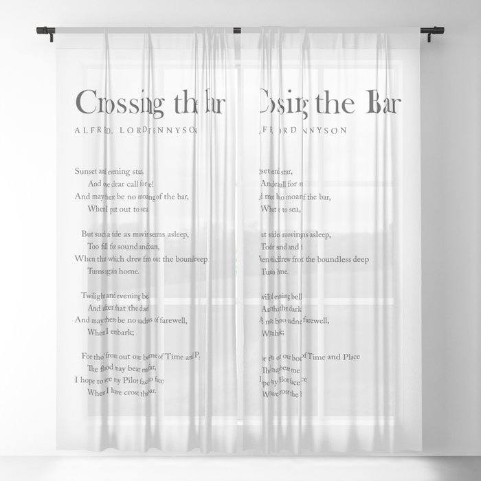 Crossing The Bar - Alfred Lord Tennyson Poem - Literature - Typography 1 Sheer Curtain