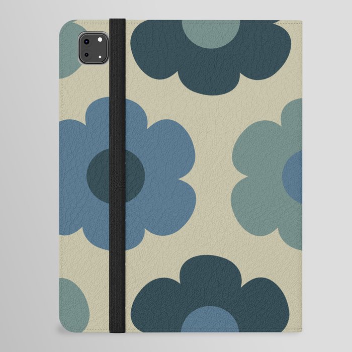 Such Cute Flowers Retro Floral Pattern in Muted Vintage Blue and Beige iPad Folio Case