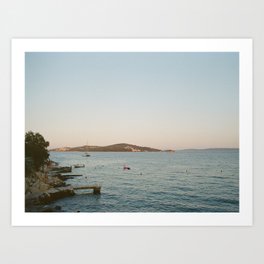 Sunset by the sea, analog photography, croatia Art Print