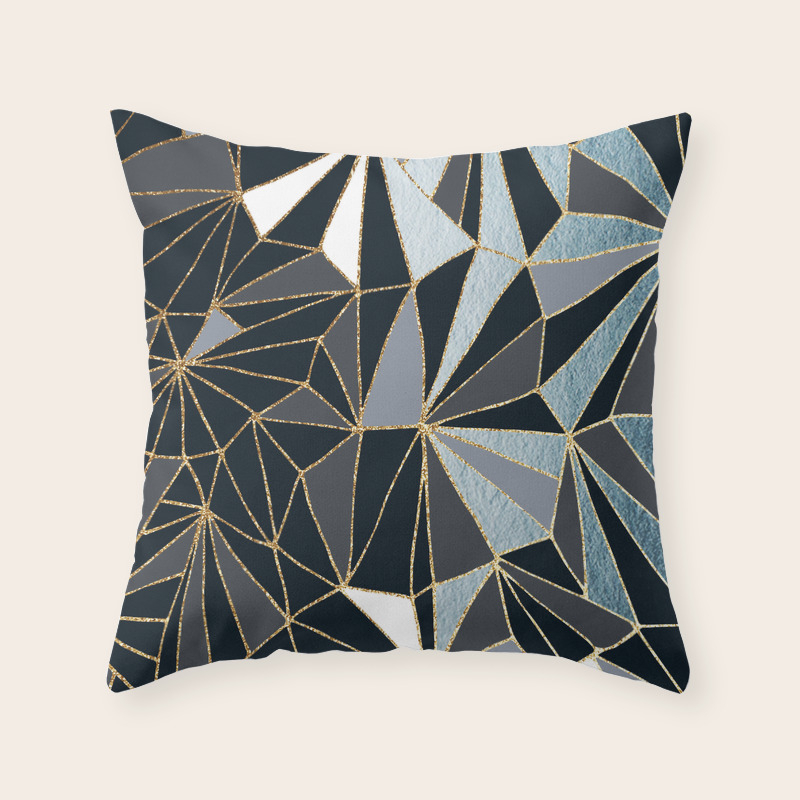 Stylish Art Deco Geometric Pattern Black Blue Gold Abstract