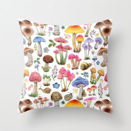 Watercolor Mushroom #2 Throw Pillow