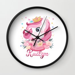 Kailyn Name Unicorn, Birthday Gift for Unicorn Princess Wall Clock