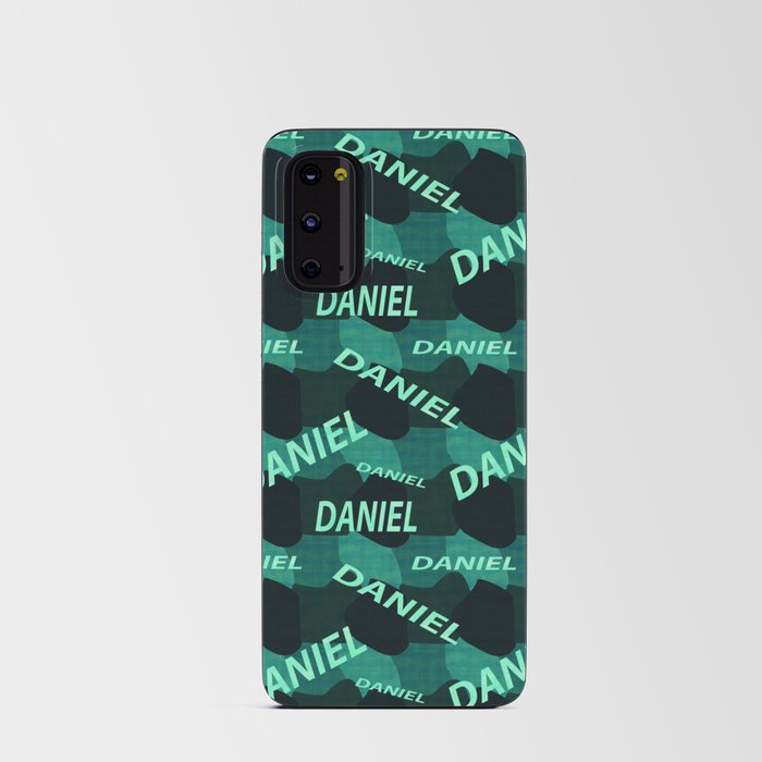  seamless pattern with the name Daniel in blue colors and watercolor texture Android Card Case