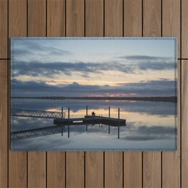 Fishing Reflection with Quote Outdoor Rug