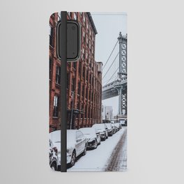 Manhattan Bridge during winter snowstorm blizzard in New York City Android Wallet Case