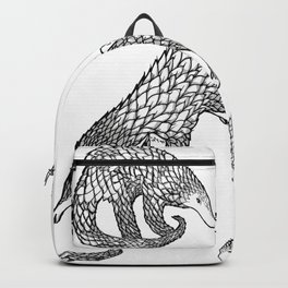 Animal Pattern, Pangolin, Manis, Monochrome Art, Black and white, Animals lovers gifts, Vets and pet Backpack | Minimalist, Line, Black And White, Print, White, Digital, Gift, Monochrome, Animal, Ink Pen 