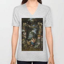 Madonna and Child with young Saint John the Baptist V Neck T Shirt