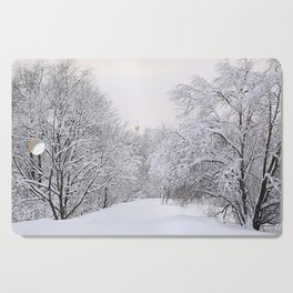 Winter evening in the Moscow forest, Russia Cutting Board
