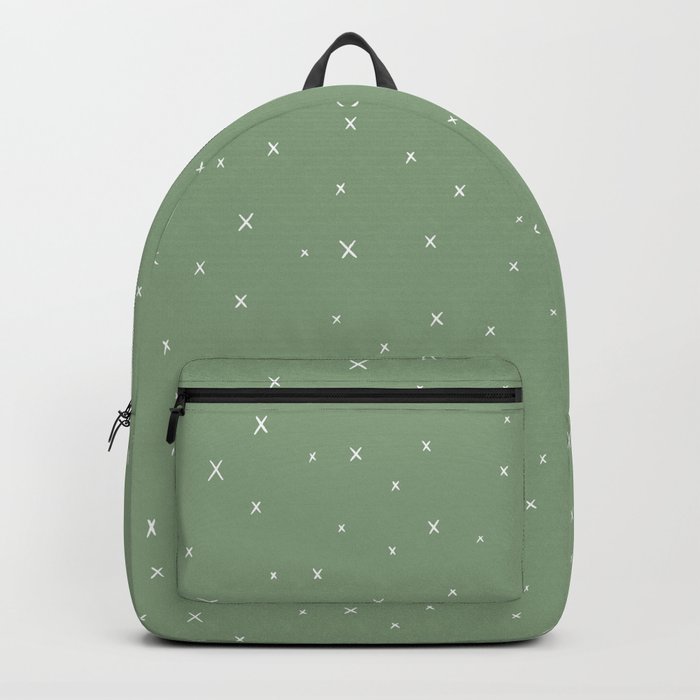 Minimal X's in Sage Green Backpack