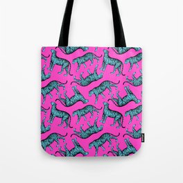 Tigers (Magenta and Blue) Tote Bag