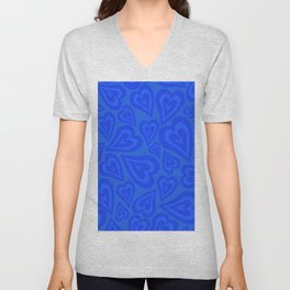 Retro Love Swirl - Bright True Blue V Neck T Shirt