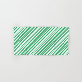 [ Thumbnail: Mint Cream and Sea Green Colored Lines Pattern Hand & Bath Towel ]