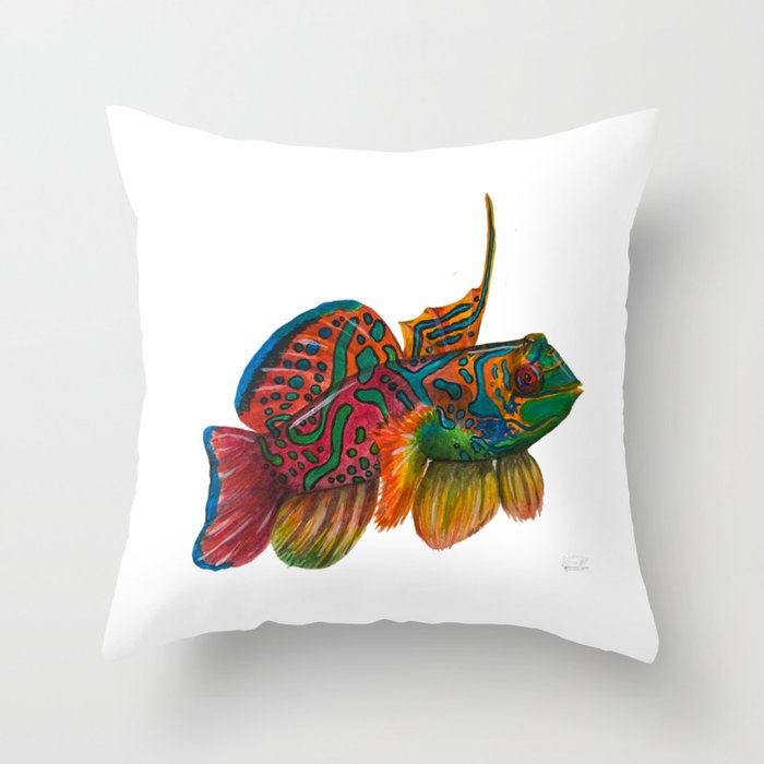 Mandarin Dragonet - Synchiropus splendidus Throw Pillow