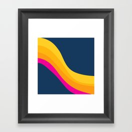 Wavy Dark Blue II - Colorful Retro Art Pattern Design Framed Art Print