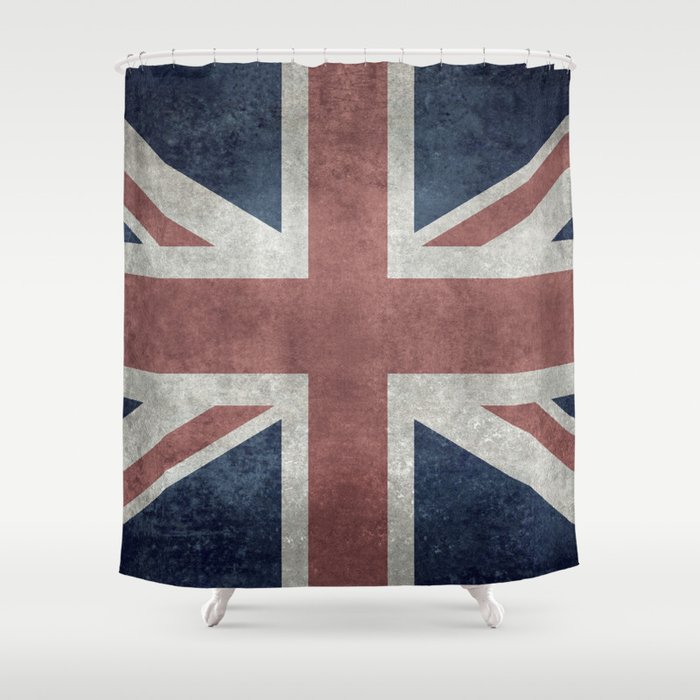 UK Flag, Retro Desaturated Shower Curtain