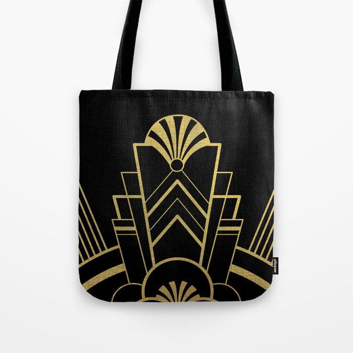 Gatsby Art Deco Black Book Tote Bag