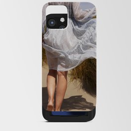 Lady in a blue dress wandering through the dunes | fashion iPhone Card Case