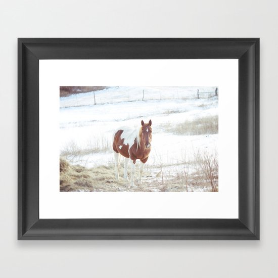 Snow + Horse Framed Art Print
