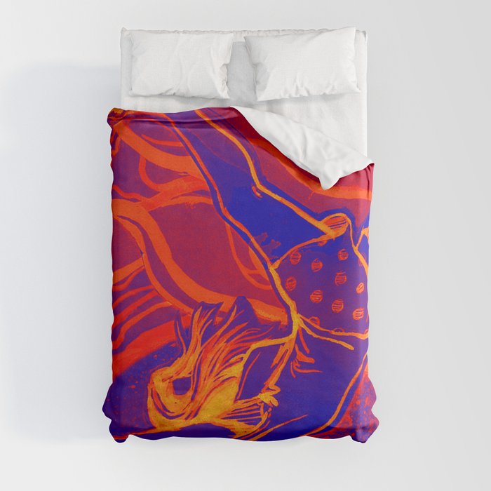 For Funsies in blue and orange Duvet Cover