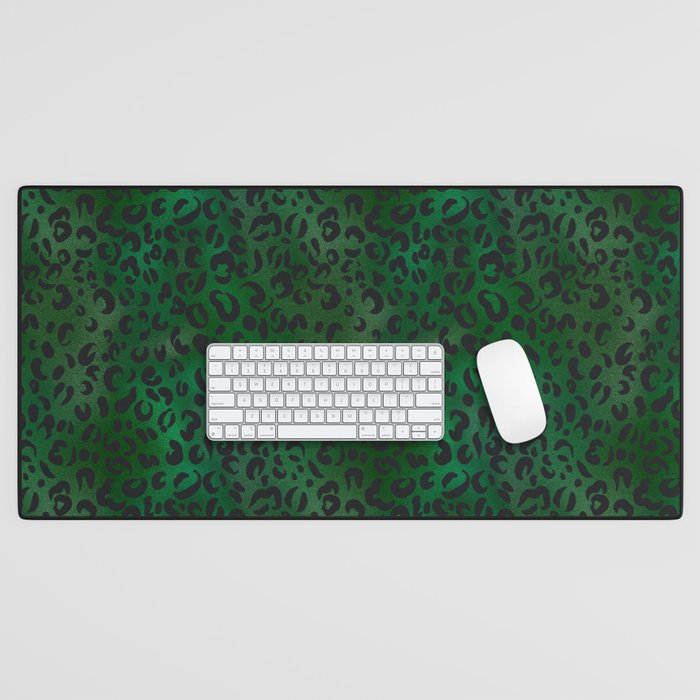 Animal print,leopard,cheetah print,green background  Desk Mat