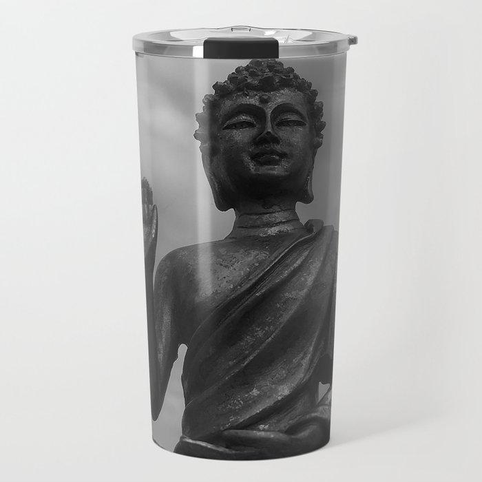 Buddha in the Clouds Black and White Photography Travel Mug
