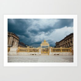 Dark Storm Clouds over the Golden Gates of Versailles in France  Art Print