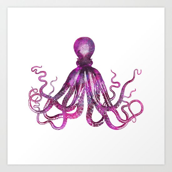 pink Octopus unique underwater creature Art Print