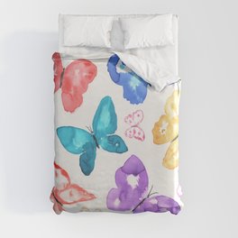 Watercolor colorful butterflies - seamless pattern Duvet Cover