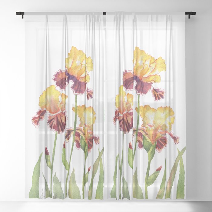 Iris Watercolor  Sheer Curtain