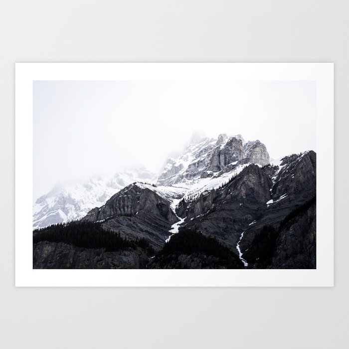Moody snow capped Mountain Peaks - Nature Photography Art Print
