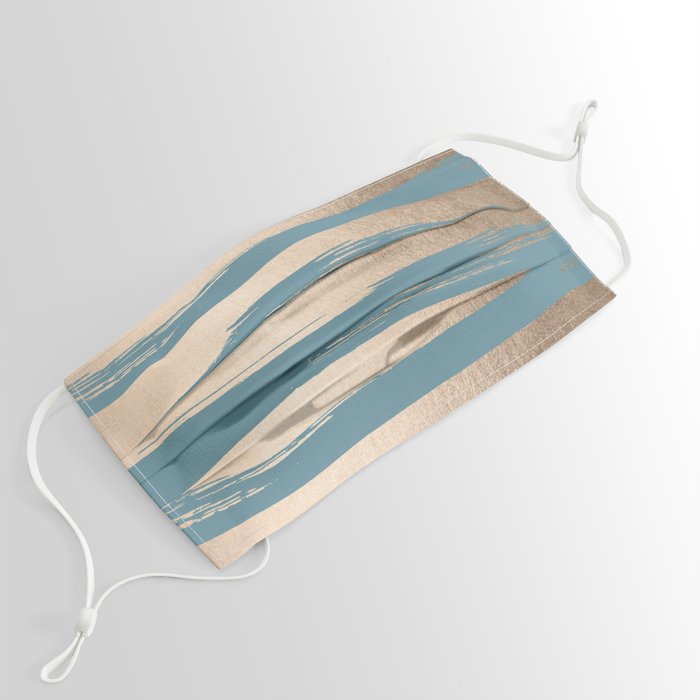 Painted Stripes Gold Tropical Ocean Blue Face Mask