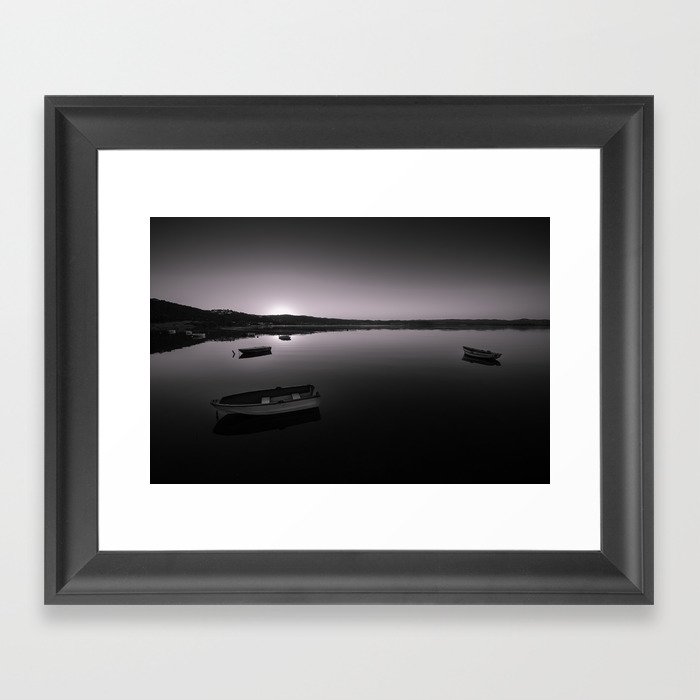 Boats on Knysna Lagoon at sunrise Framed Art Print