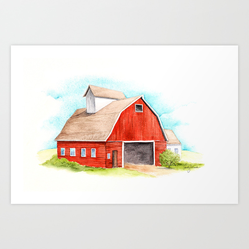 Red Barn Art Print By Sandyallnock Society6