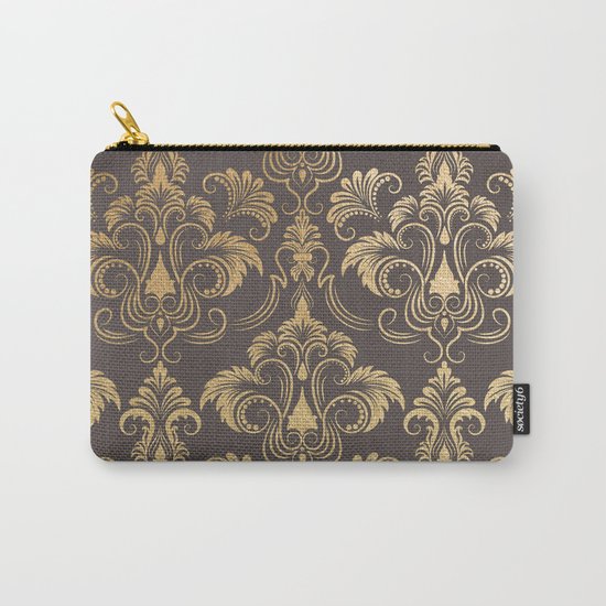 Gold foil swirls damask #10 Carry-All Pouch
