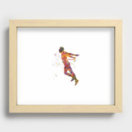 Winning runner in watercolor Recessed Framed Print