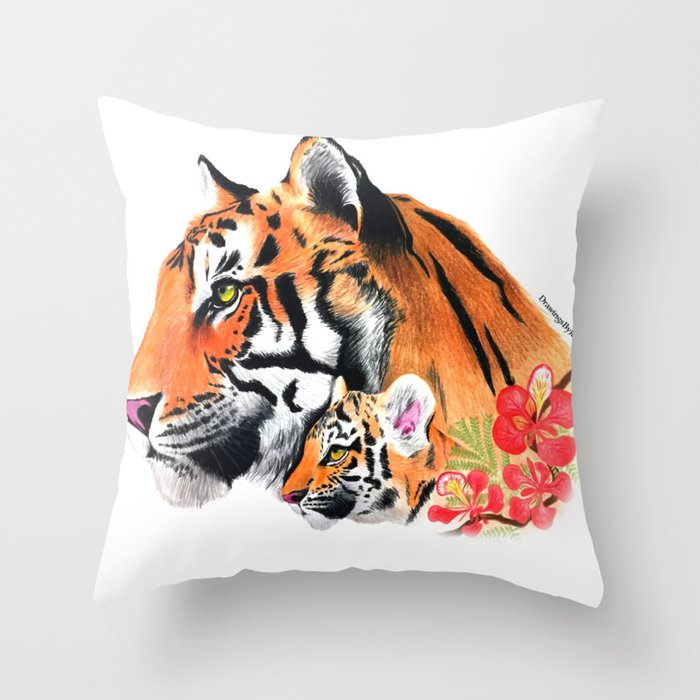 Tiger & Cub Throw Pillow