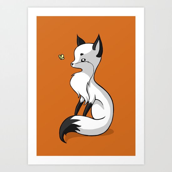 Fox and a Butterfly Art Print