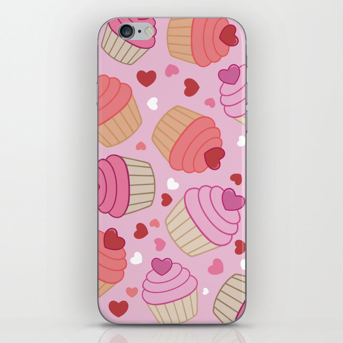 Tossed Valentines Cupcakes On Pink iPhone Skin