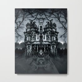 Definitely Haunted Metal Print | Gray, Spooky, Blackandwhite, Goth, Ghost, Scary, Halloween, Symmetry, Isolation, Victorian 