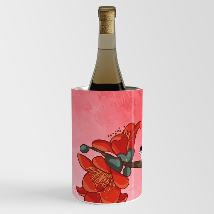 Red Hibiscus flower - Spring equinox season art  Wine Chiller