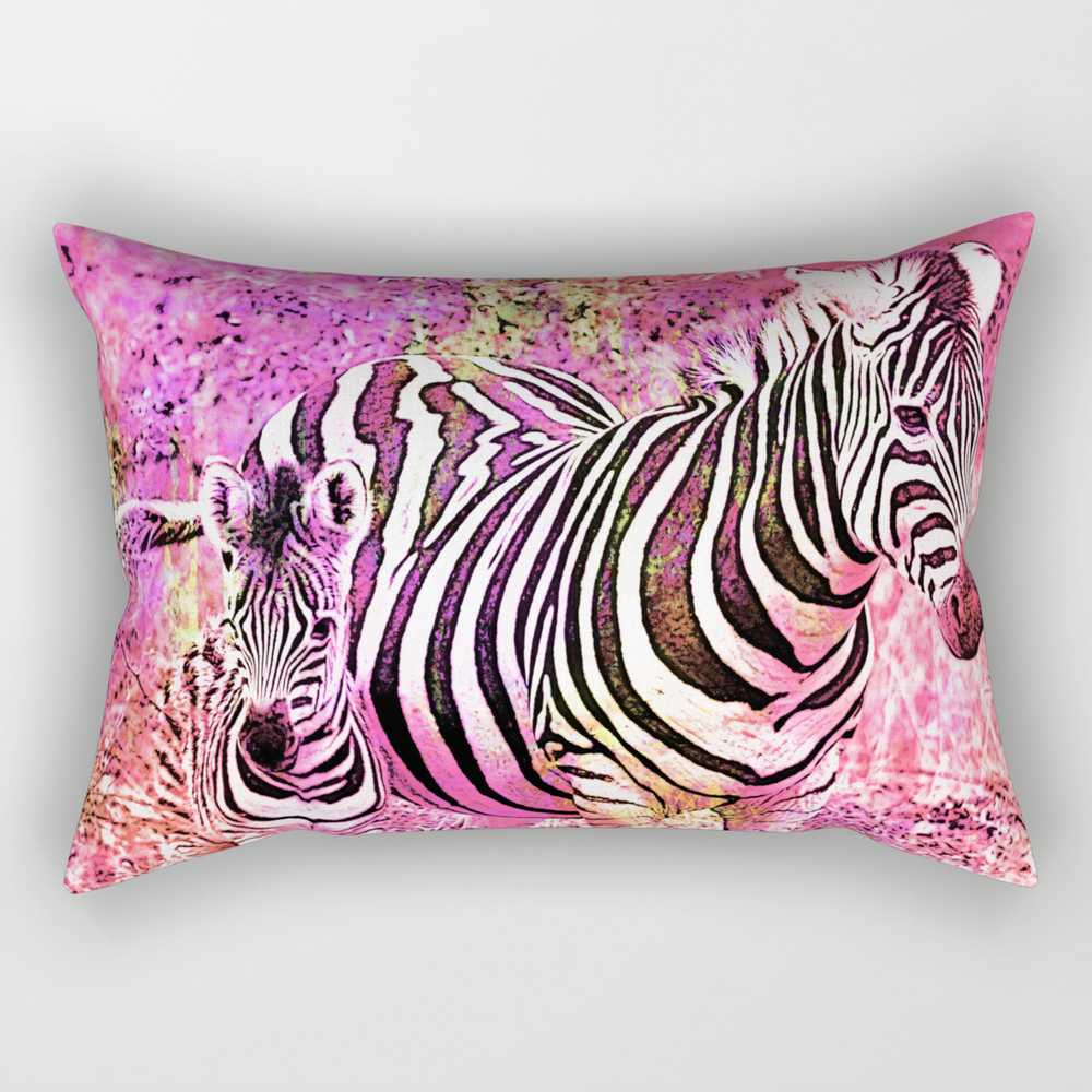 Crazy Zebras Artsy Mixed Media Art Rectangular Pillow by animalworld