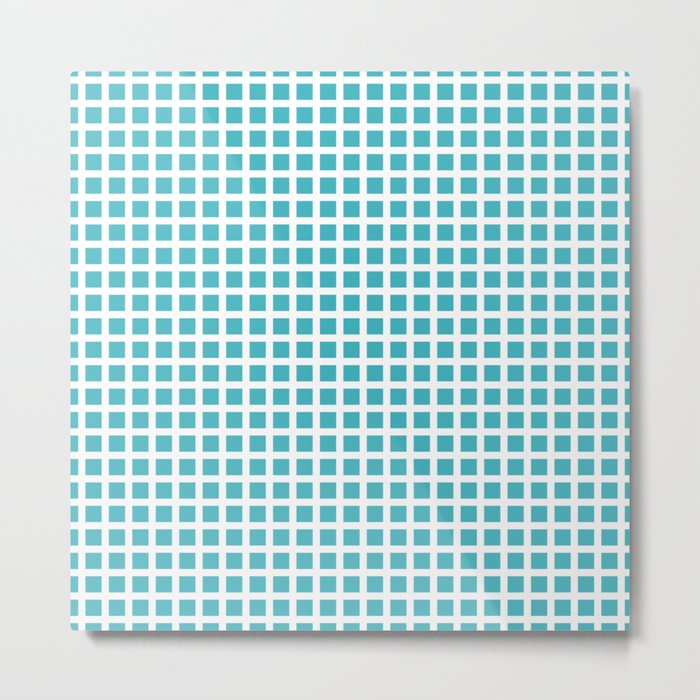 Grid Pattern 312 Turquoise Metal Print