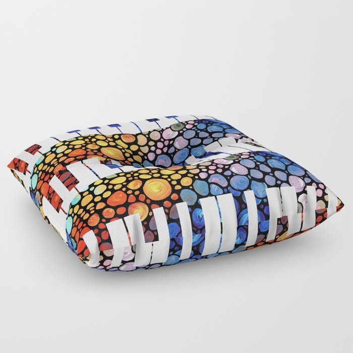 Whimsical Mosaic Music Art - Colorful Piano Floor Pillow