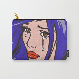 Blue Crying Comic Girl Carry-All Pouch