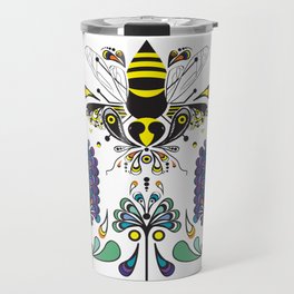 Pollinator Paisley Bee Pattern with Retro Flowers Travel Mug