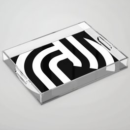 Black and white geometric art Acrylic Tray