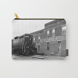 Train and Sherwood Hotel Carry-All Pouch | Engine, Passengertrain, Newsherwood, B W, Hotel, Newsherwoodhotel, Train, Blackandwhite, Trains, Country 