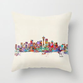 Seattle Washington skyline Throw Pillow
